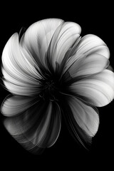 Black and white artistic conceptual illustration of a beautiful flower or floral element closeup. Generative AI