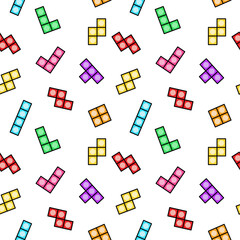 Colorful tetris blocks seamless pattern