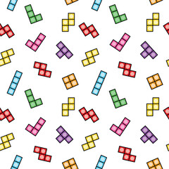 Colorful tetris blocks seamless pattern