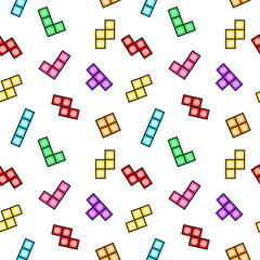 Colorful tetris blocks seamless pattern