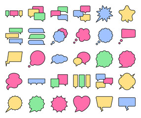 Speech balloons set, filled style vector illustration
