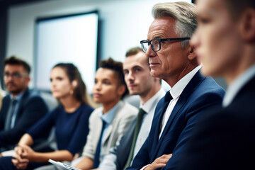 Business people attending a corporate meeting. Generative AI