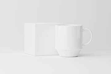 Ceramic Mug Cup For Coffee Tea White Blank 3D rendering Mockup