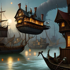 The flying ship. Generative AI