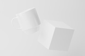 Ceramic Mug Cup For Coffee Tea White Blank 3D rendering Mockup