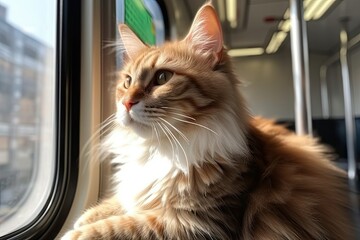 cat in public transport, generative ai