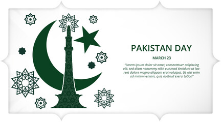 Pakistan day background with mandala decoration and cutting paper style