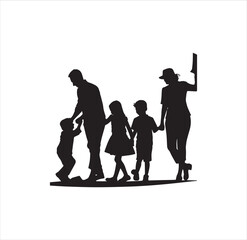 A family silhouette vector art.