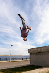 Man doing parkour. Extreme sports