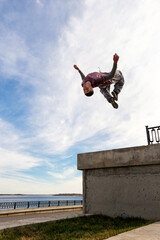 Man doing parkour. Free runner