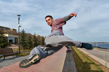 Man doing parkour. Extreme sports