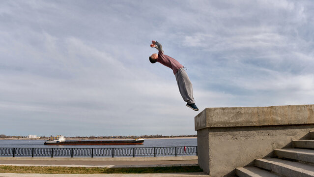 Man doing parkour. Extreme sports