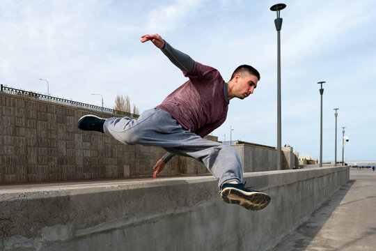 Man doing parkour. Extreme sports