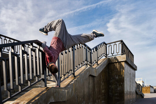 Man doing parkour. Extreme sports