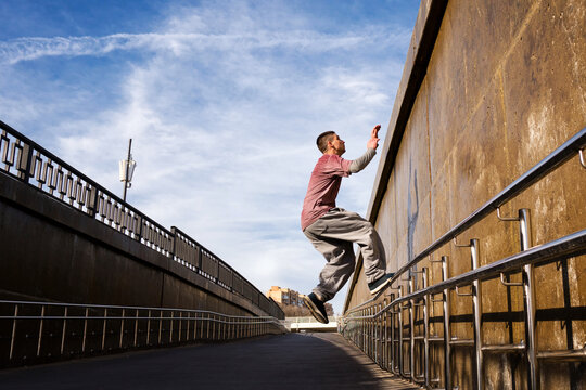 Man doing parkour. Extreme sports