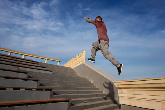 Man doing parkour. Extreme sports