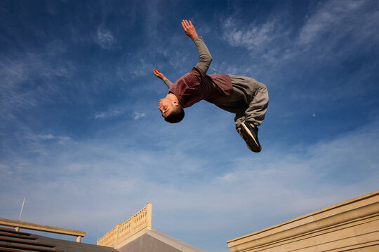 Man doing parkour. Extreme sports