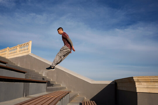 Man doing parkour. Extreme sports