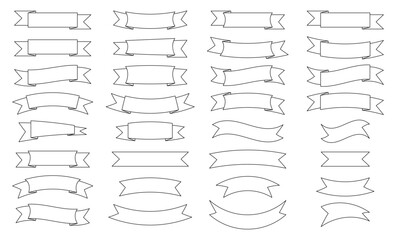 Line ribbon set. Banner ribbons symbol collection. Vector illustration isolated on white.