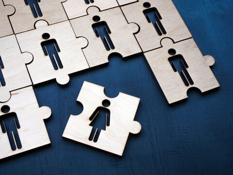 Parts of the puzzle with figures and one separately. Recruitment for the team.