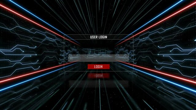 COMPUTER HACKED Text Animation and Tech Room, with Alpha Matte, Loop
