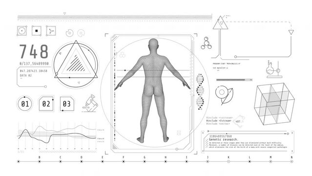 Animation of infographics about studying the human genome on alpha channel.