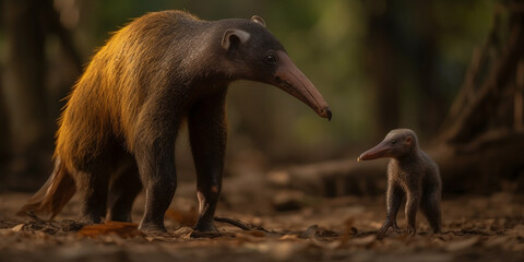 The Smallest Anteater Is Standing With Largest Hyper Realistic Landscape Generative Ai Digital Illustration Part#170423