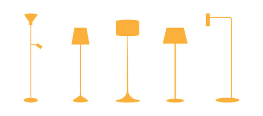 Set of floor lamps isolated on white background. Vector icons.