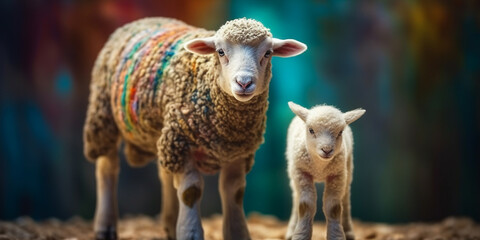 The Smallest Lamb Is Standing With Largest Hyper Realistic Landscape Generative Ai Digital Illustration Part#170423