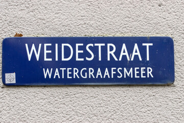 Street Sign Weidestraat At Amsterdam The Netherlands 22-3-2023