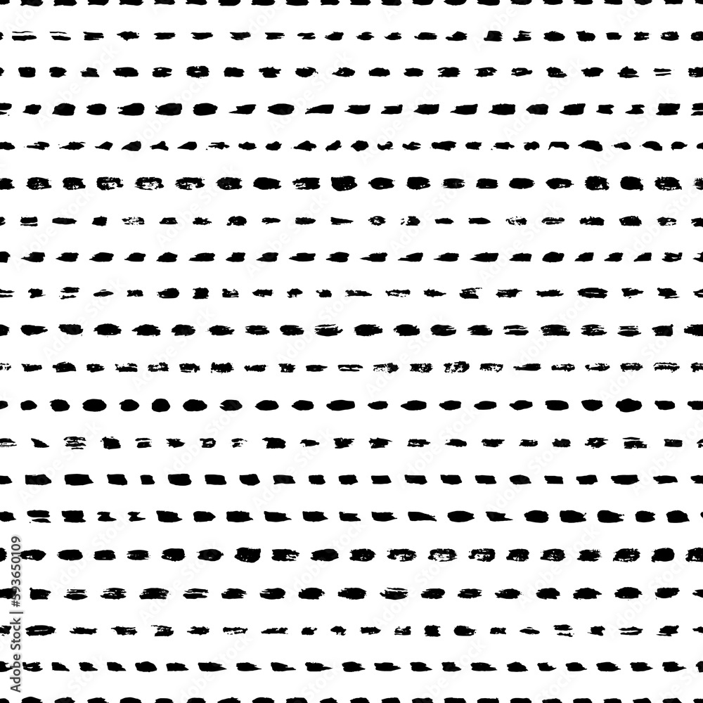 Wall mural dash seamless pattern. horizontal crayon line. repeating hand draw gouache brush strokes. repeated g