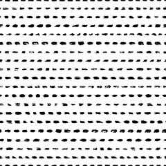Dash seamless pattern. Horizontal crayon line. Repeating hand draw gouache brush strokes. Repeated geometry charcoal dashed stripe. Sketch bold shape. Repeat sketchy dot hatched. Vector illustration