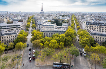 Panorama view from Triumphal Arch, Paris, France