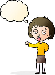 Fototapeta premium cartoon bored woman with thought bubble