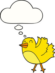 cartoon bird and thought bubble