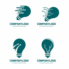 set of bulb tech logo vector icon