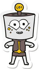 sticker of a happy cartoon robot