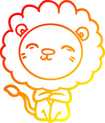 warm gradient line drawing cartoon lion