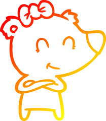 warm gradient line drawing female bear cartoon