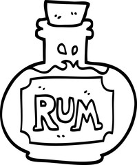 line drawing cartoon old bottle of rum