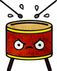 retro grunge texture cartoon drum