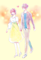 楽しくデートする男女