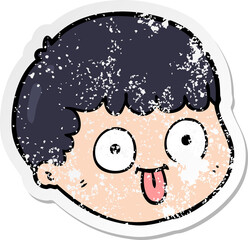 distressed sticker of a cartoon male face