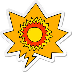 cartoon sun and speech bubble sticker