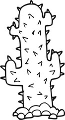 black and white cartoon cactus