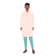 Indian man in traditional and modern clothes. Vector illustration in flat style.