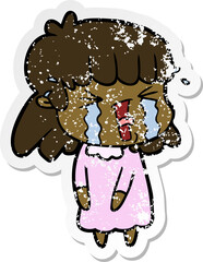 distressed sticker of a cartoon woman