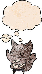 cartoon werewolf and thought bubble in grunge texture pattern style