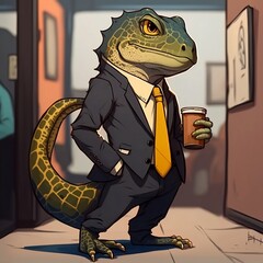 Businessman lizard, Generative AI