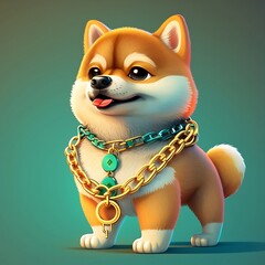 Cute dog with gold, Generative AI